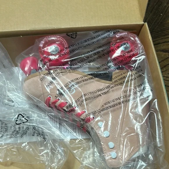 Suede Roller Skates with Pink Accents - Picture 4 of 9